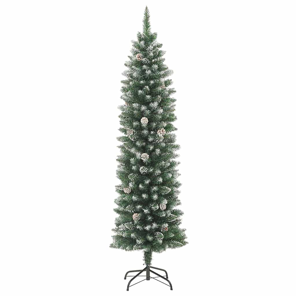 Künstlicher schlanker Weihnachtsbaum Grün und Weiß 120 cm
