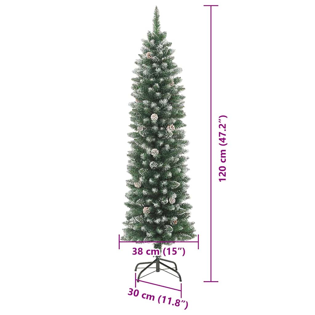 Künstlicher schlanker Weihnachtsbaum Grün und Weiß 120 cm