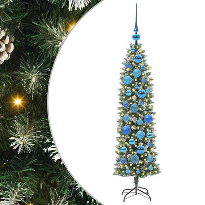 Künstlicher schlanker Weihnachtsbaum Grün und Weiß 120 cm