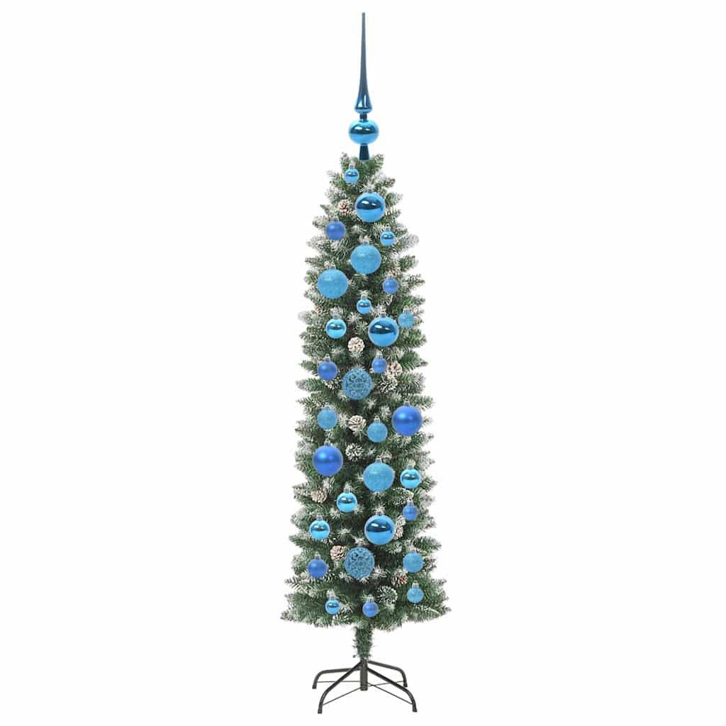 Künstlicher schlanker Weihnachtsbaum Grün und Weiß 120 cm