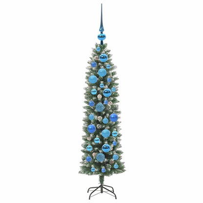 Künstlicher schlanker Weihnachtsbaum Grün und Weiß 120 cm