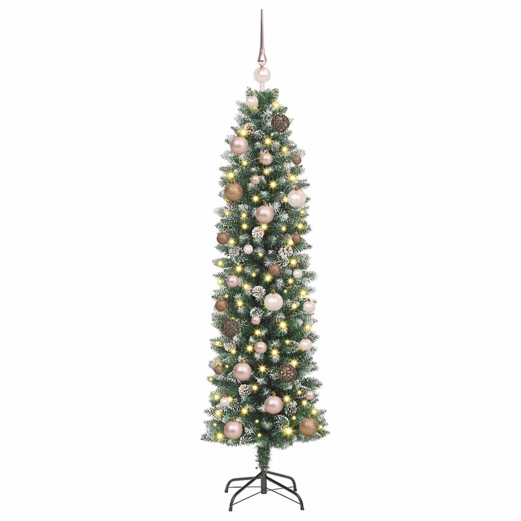 Künstlicher schlanker Weihnachtsbaum Grün und Weiß 150 cm