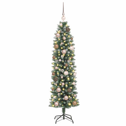Künstlicher schlanker Weihnachtsbaum Grün und Weiß 150 cm