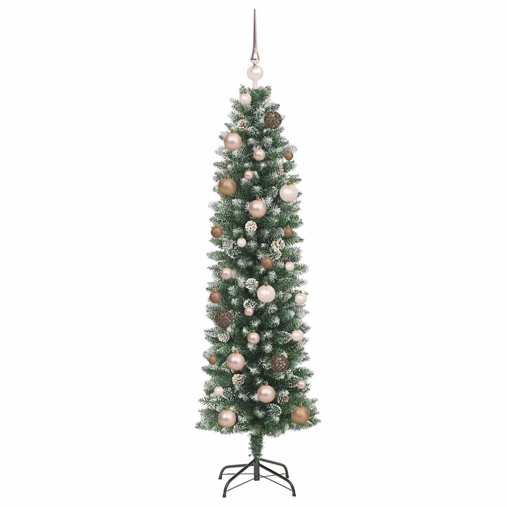 Künstlicher schlanker Weihnachtsbaum Grün und Weiß 150 cm