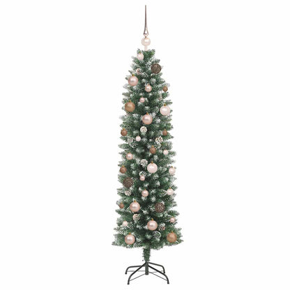 Künstlicher schlanker Weihnachtsbaum Grün und Weiß 150 cm