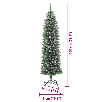 Künstlicher schlanker Weihnachtsbaum Grün und Weiß 150 cm