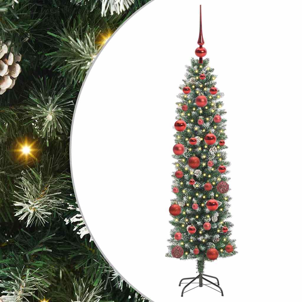 Künstlicher schlanker Weihnachtsbaum Grün und Weiß 150 cm