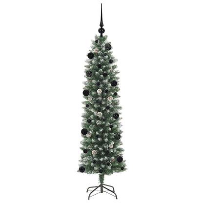 Künstlicher schlanker Weihnachtsbaum Grün und Weiß 150 cm