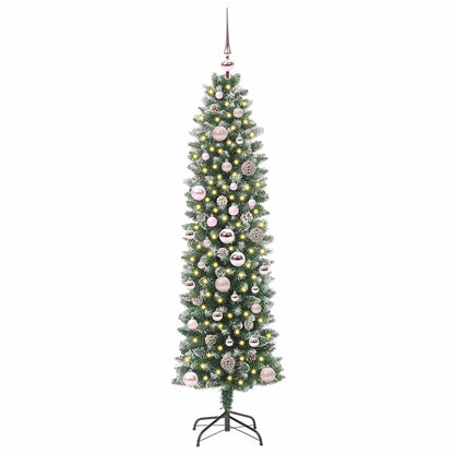Künstlicher schlanker Weihnachtsbaum Grün und Weiß 150 cm