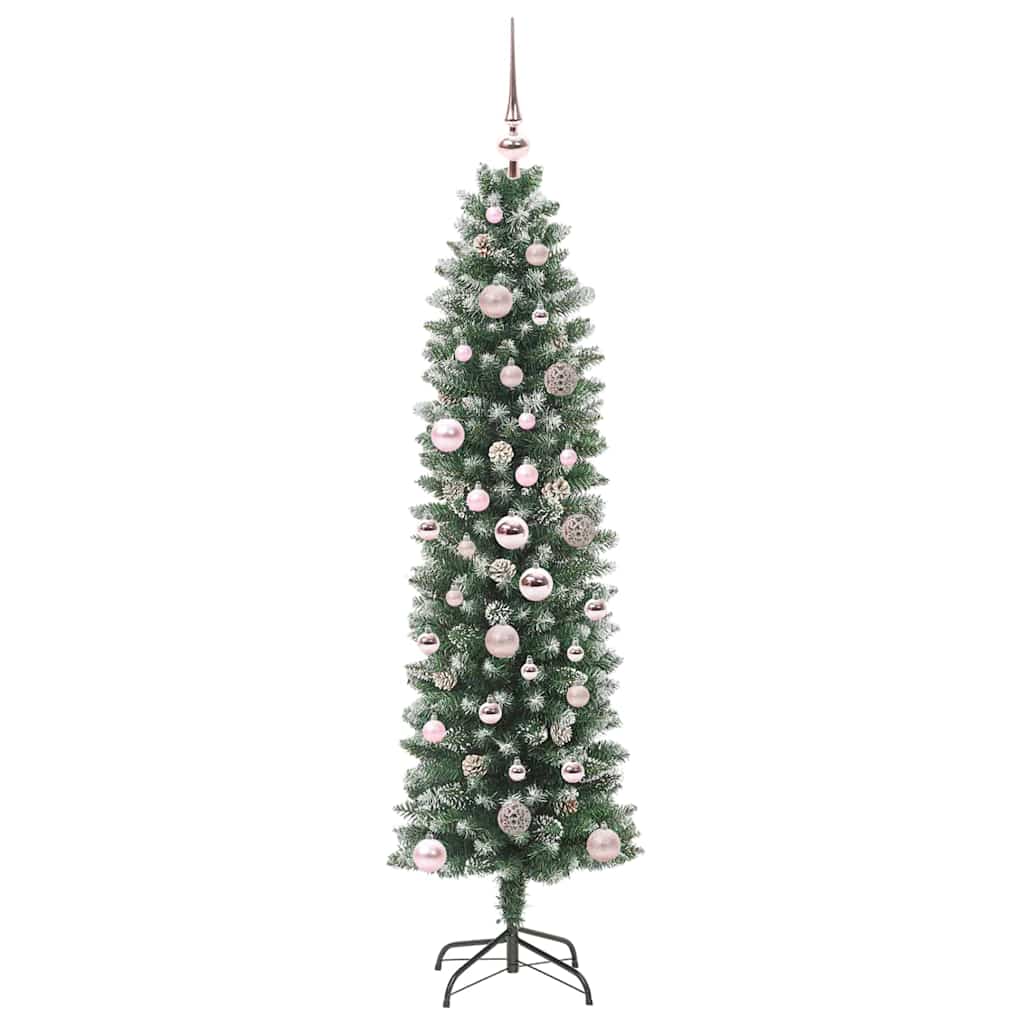 Künstlicher schlanker Weihnachtsbaum Grün und Weiß 150 cm