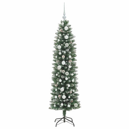 Künstlicher schlanker Weihnachtsbaum Grün und Weiß 150 cm