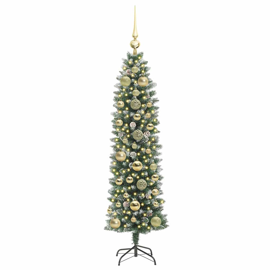 Künstlicher schlanker Weihnachtsbaum Grün und Weiß 150 cm