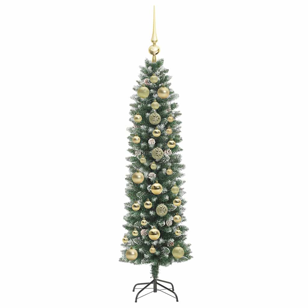 Künstlicher schlanker Weihnachtsbaum Grün und Weiß 150 cm