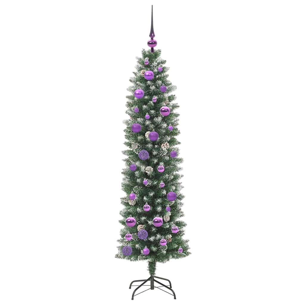 Künstlicher schlanker Weihnachtsbaum Grün und Weiß 150 cm