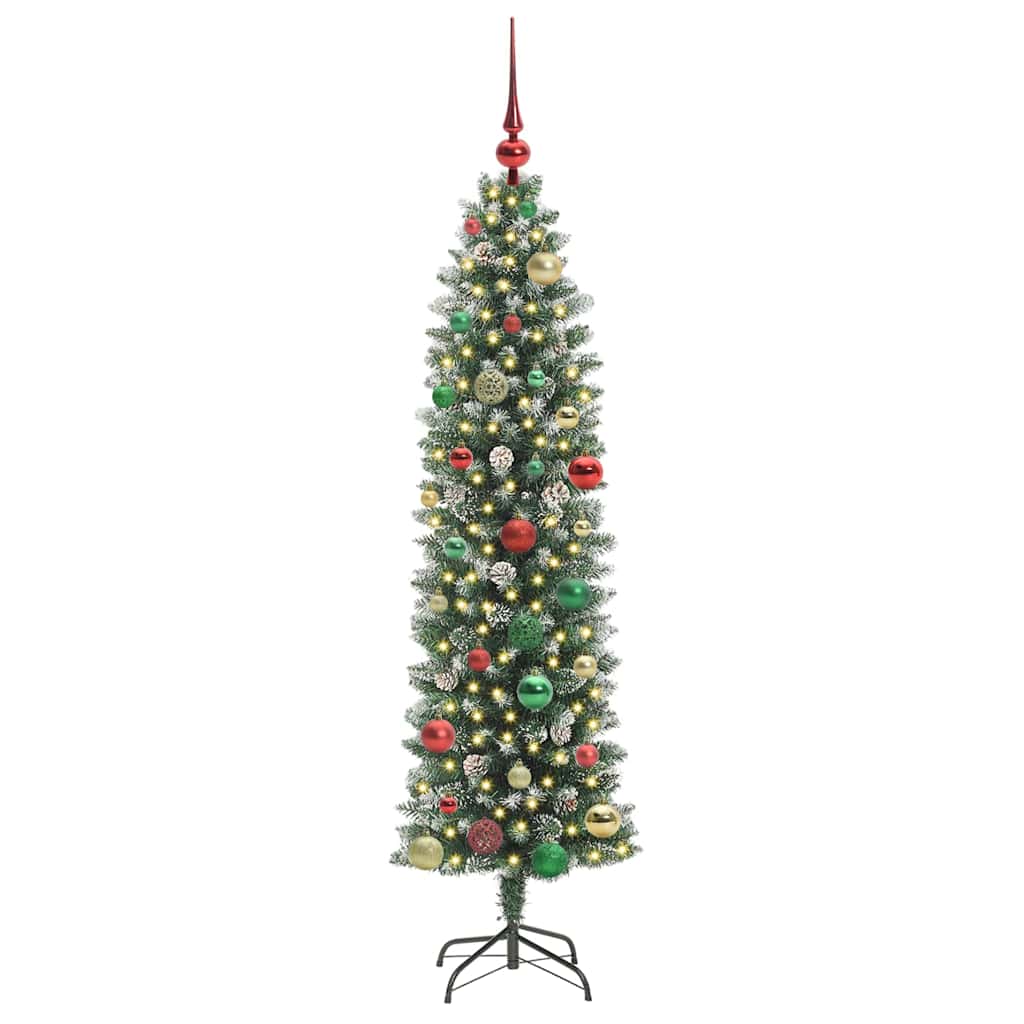 Künstlicher schlanker Weihnachtsbaum Grün und Weiß 150 cm