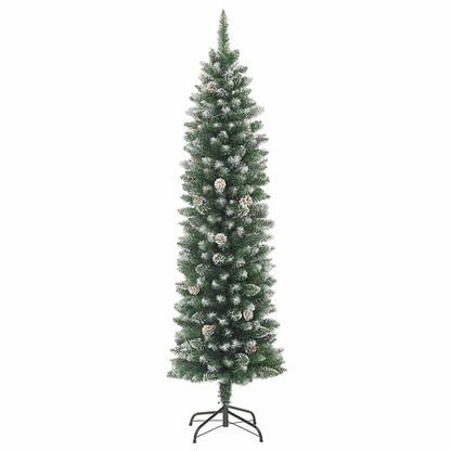 Künstlicher schlanker Weihnachtsbaum Grün und Weiß 150 cm