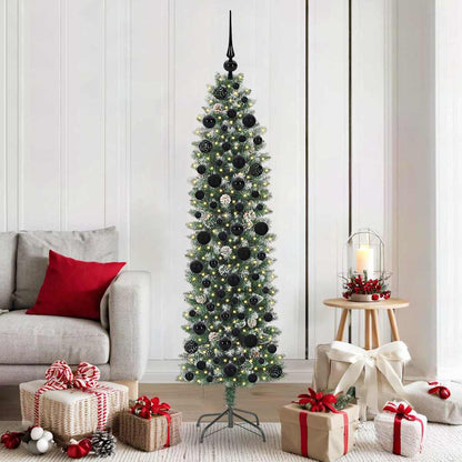 Künstlicher schlanker Weihnachtsbaum Grün und Weiß 180 cm