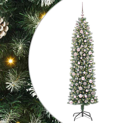 Künstlicher schlanker Weihnachtsbaum Grün und Weiß 180 cm