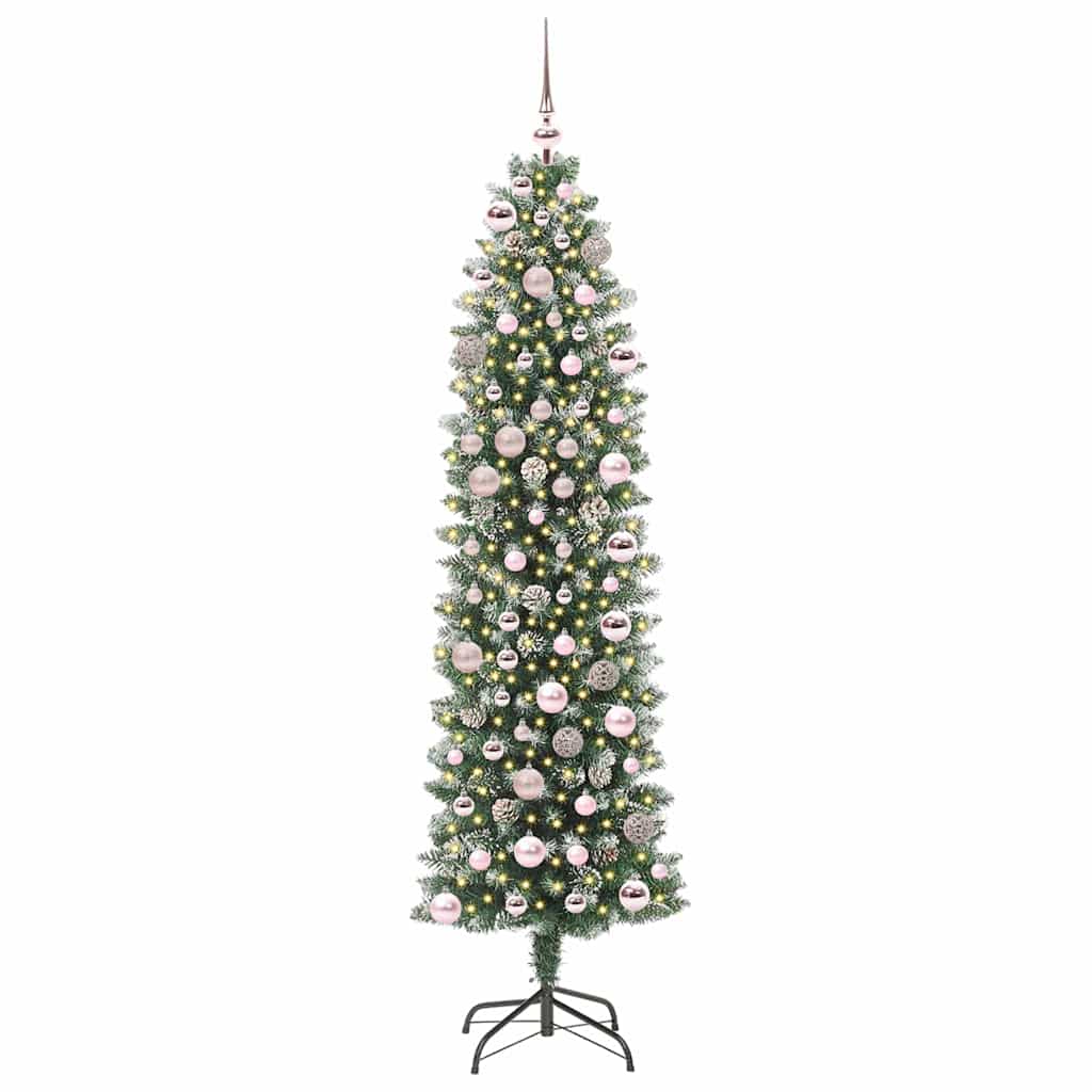 Künstlicher schlanker Weihnachtsbaum Grün und Weiß 180 cm