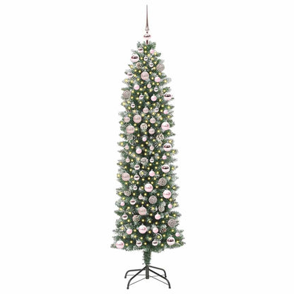 Künstlicher schlanker Weihnachtsbaum Grün und Weiß 180 cm