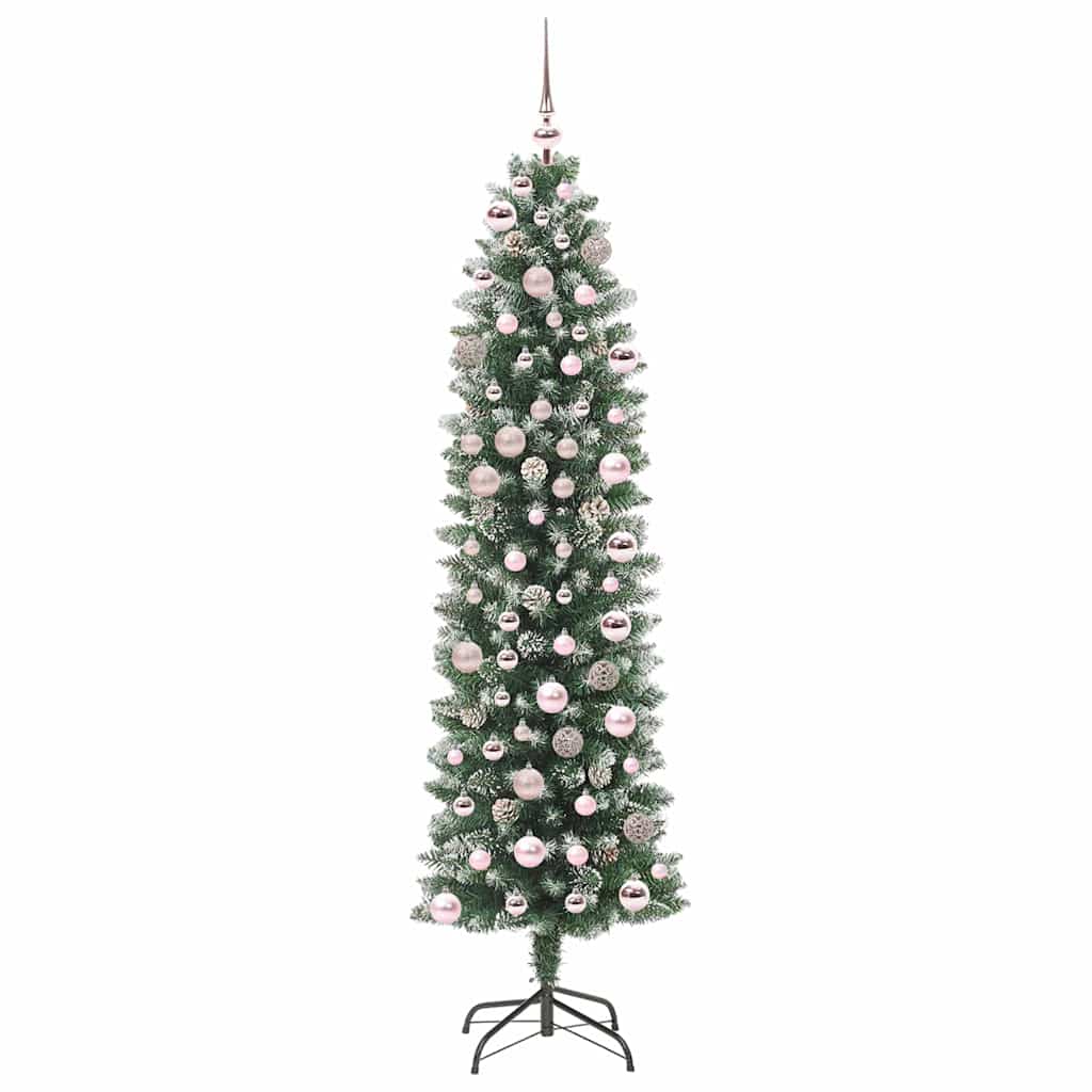 Künstlicher schlanker Weihnachtsbaum Grün und Weiß 180 cm