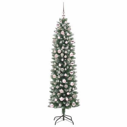 Künstlicher schlanker Weihnachtsbaum Grün und Weiß 180 cm