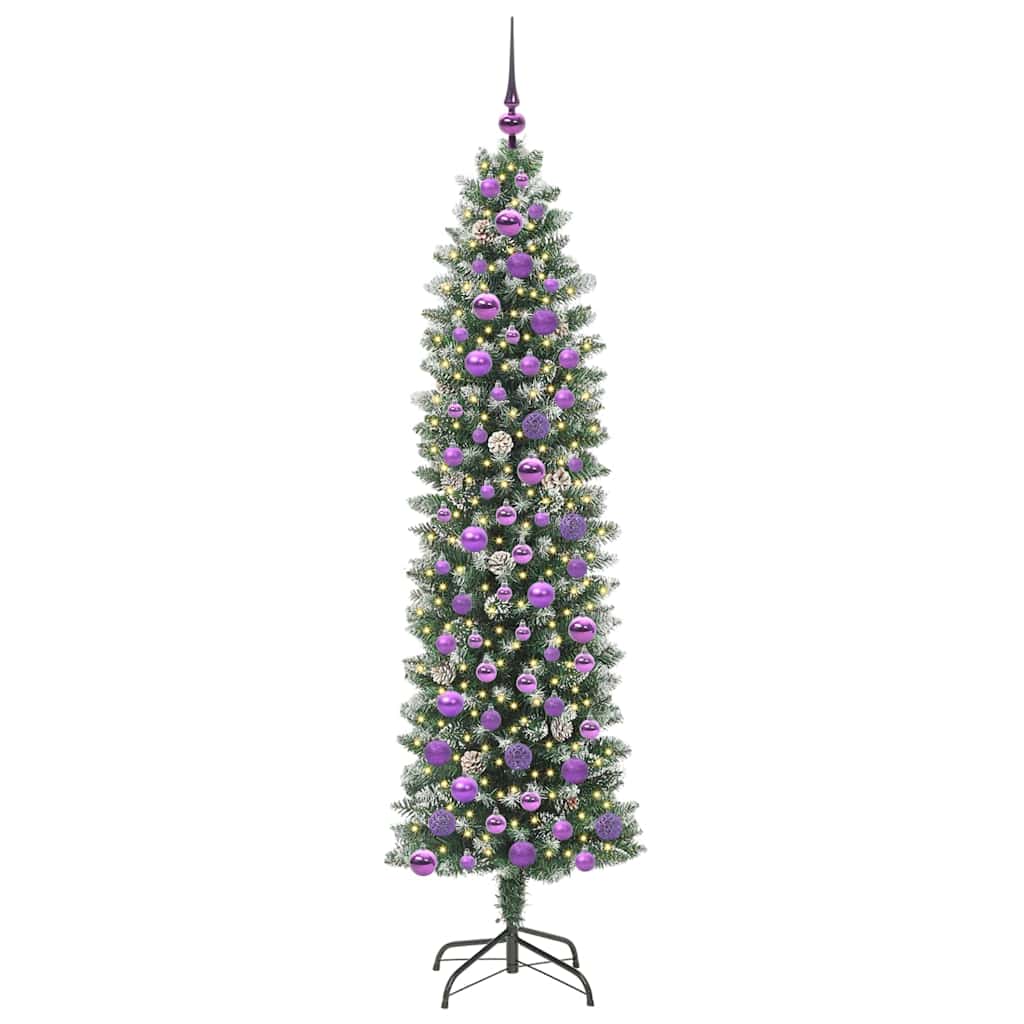 Künstlicher schlanker Weihnachtsbaum Grün und Weiß 180 cm