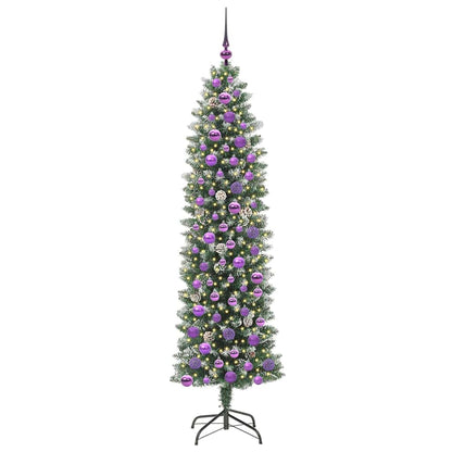 Künstlicher schlanker Weihnachtsbaum Grün und Weiß 180 cm