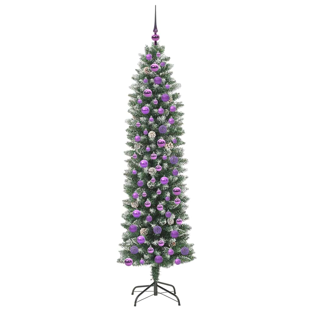 Künstlicher schlanker Weihnachtsbaum Grün und Weiß 180 cm