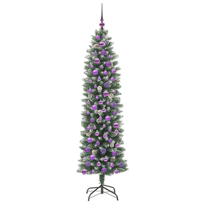Künstlicher schlanker Weihnachtsbaum Grün und Weiß 180 cm