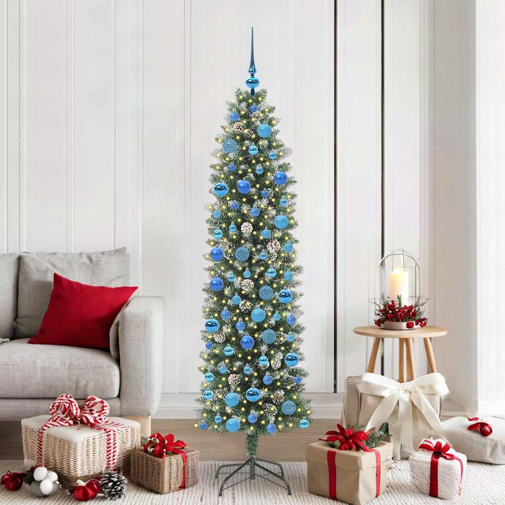 Künstlicher schlanker Weihnachtsbaum Grün und Weiß 180 cm
