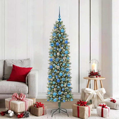Künstlicher schlanker Weihnachtsbaum Grün und Weiß 180 cm