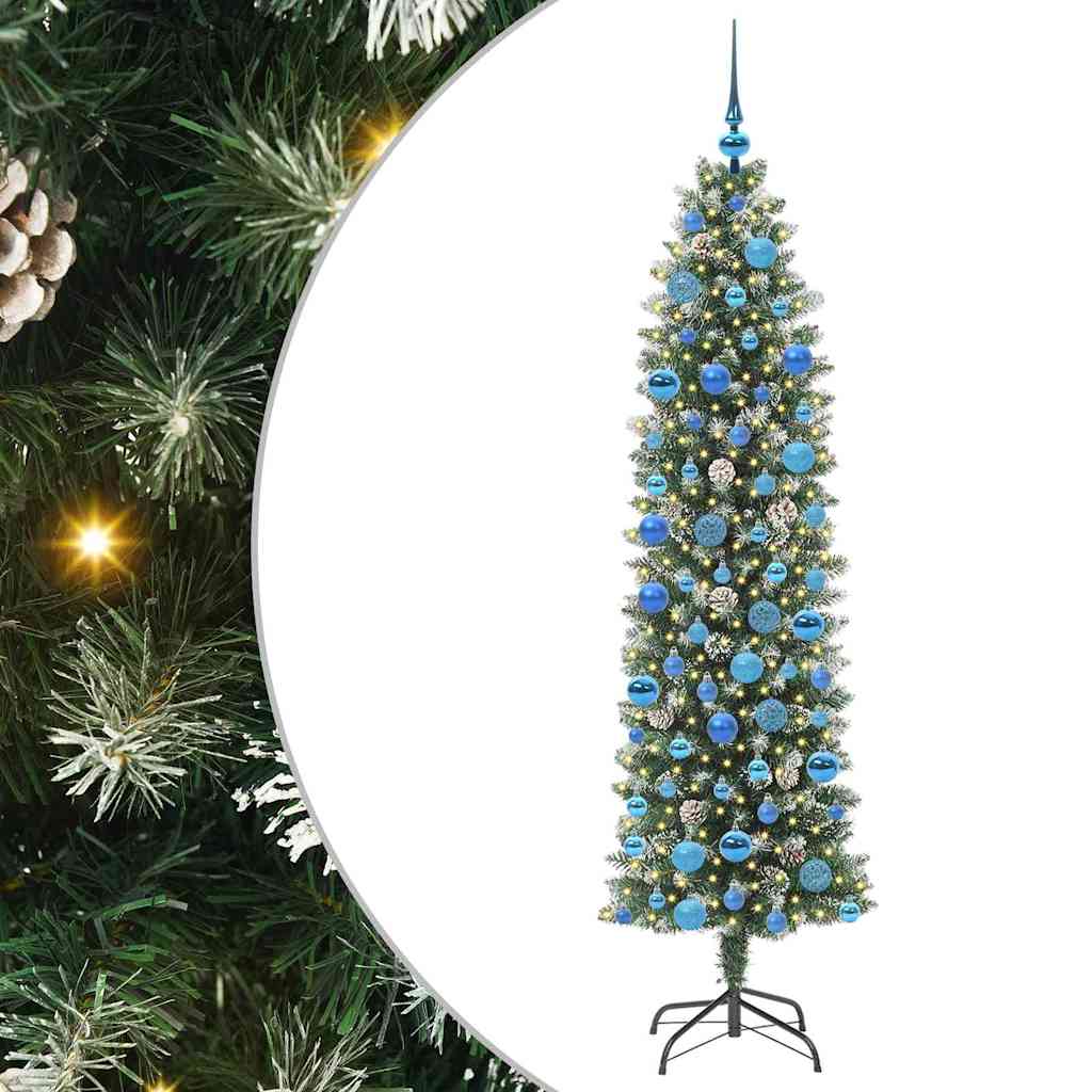 Künstlicher schlanker Weihnachtsbaum Grün und Weiß 180 cm