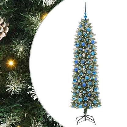 Künstlicher schlanker Weihnachtsbaum Grün und Weiß 180 cm