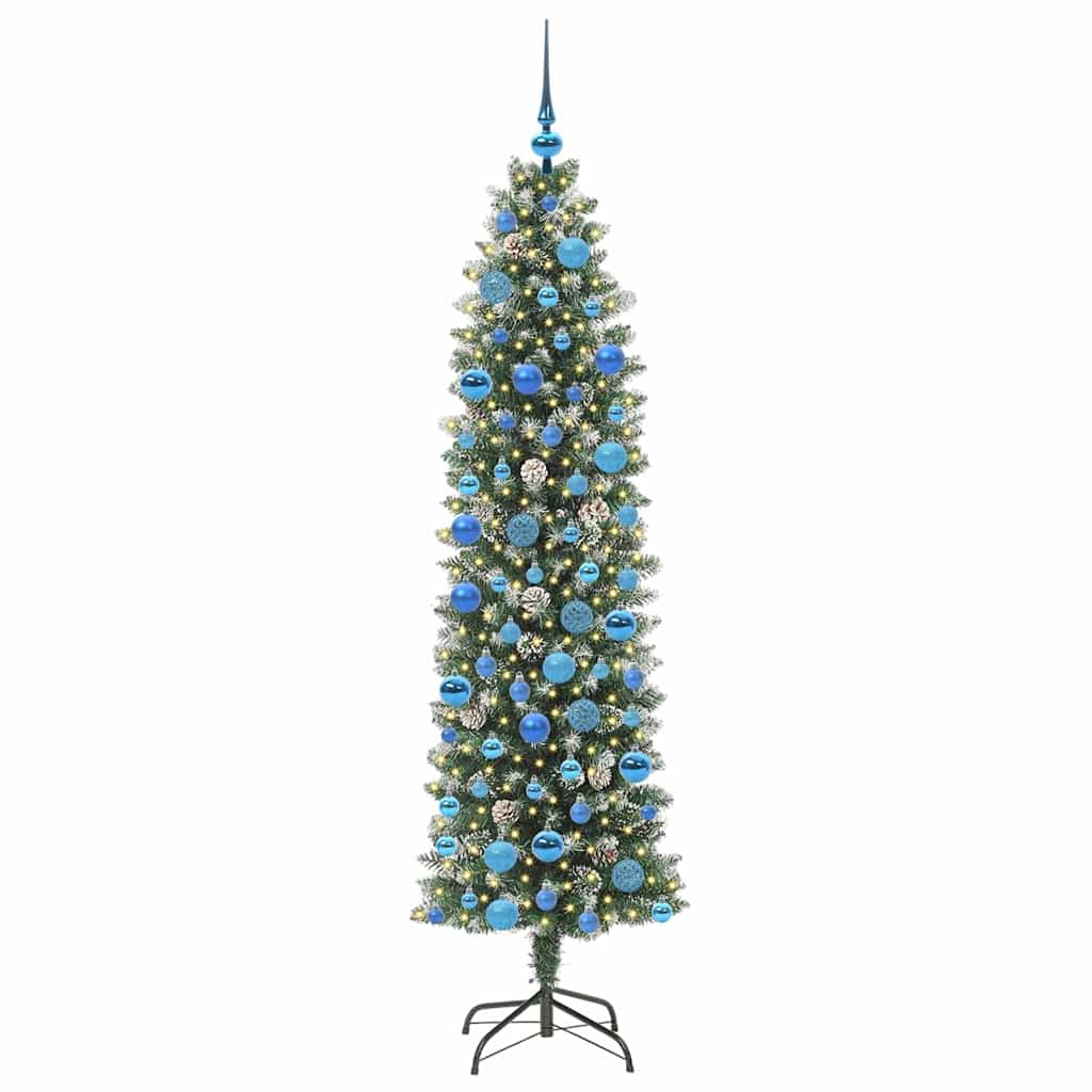 Künstlicher schlanker Weihnachtsbaum Grün und Weiß 180 cm