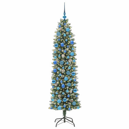 Künstlicher schlanker Weihnachtsbaum Grün und Weiß 180 cm