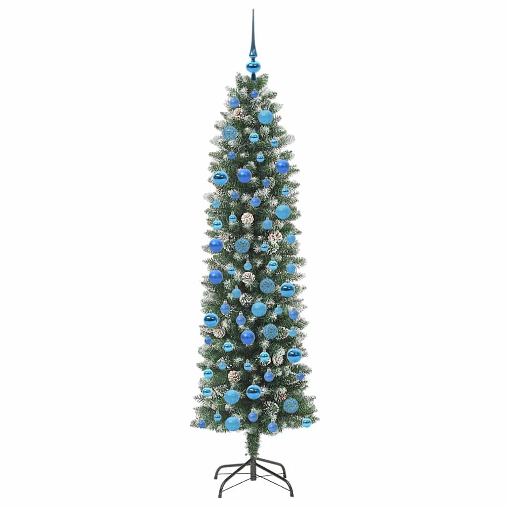 Künstlicher schlanker Weihnachtsbaum Grün und Weiß 180 cm