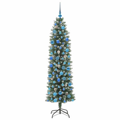 Künstlicher schlanker Weihnachtsbaum Grün und Weiß 180 cm