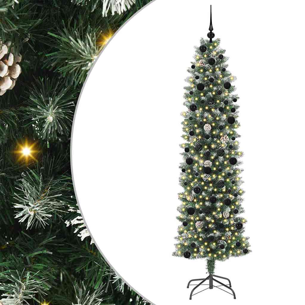 Künstlicher schlanker Weihnachtsbaum Grün und Weiß 240 cm