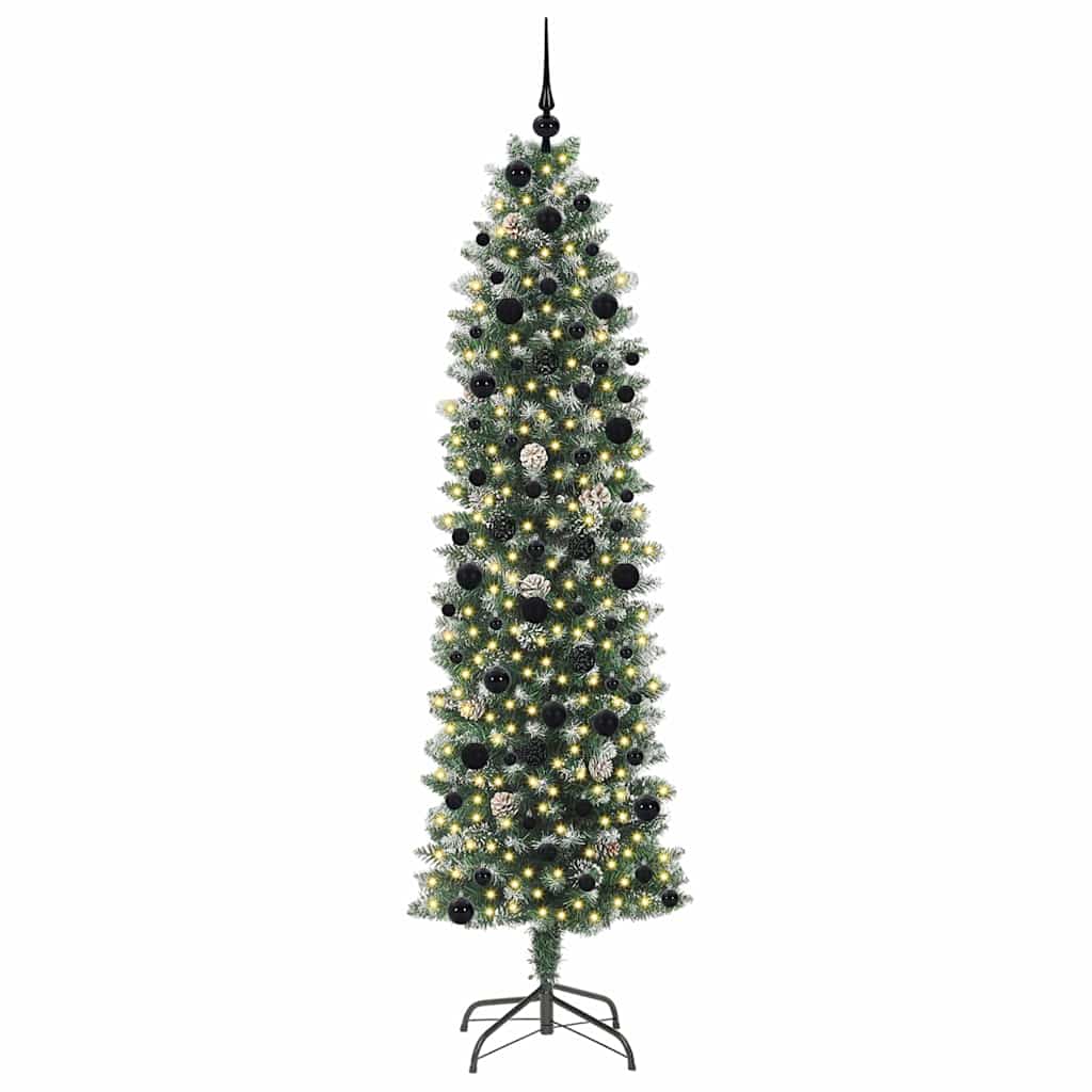 Künstlicher schlanker Weihnachtsbaum Grün und Weiß 240 cm
