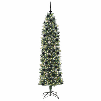 Künstlicher schlanker Weihnachtsbaum Grün und Weiß 240 cm