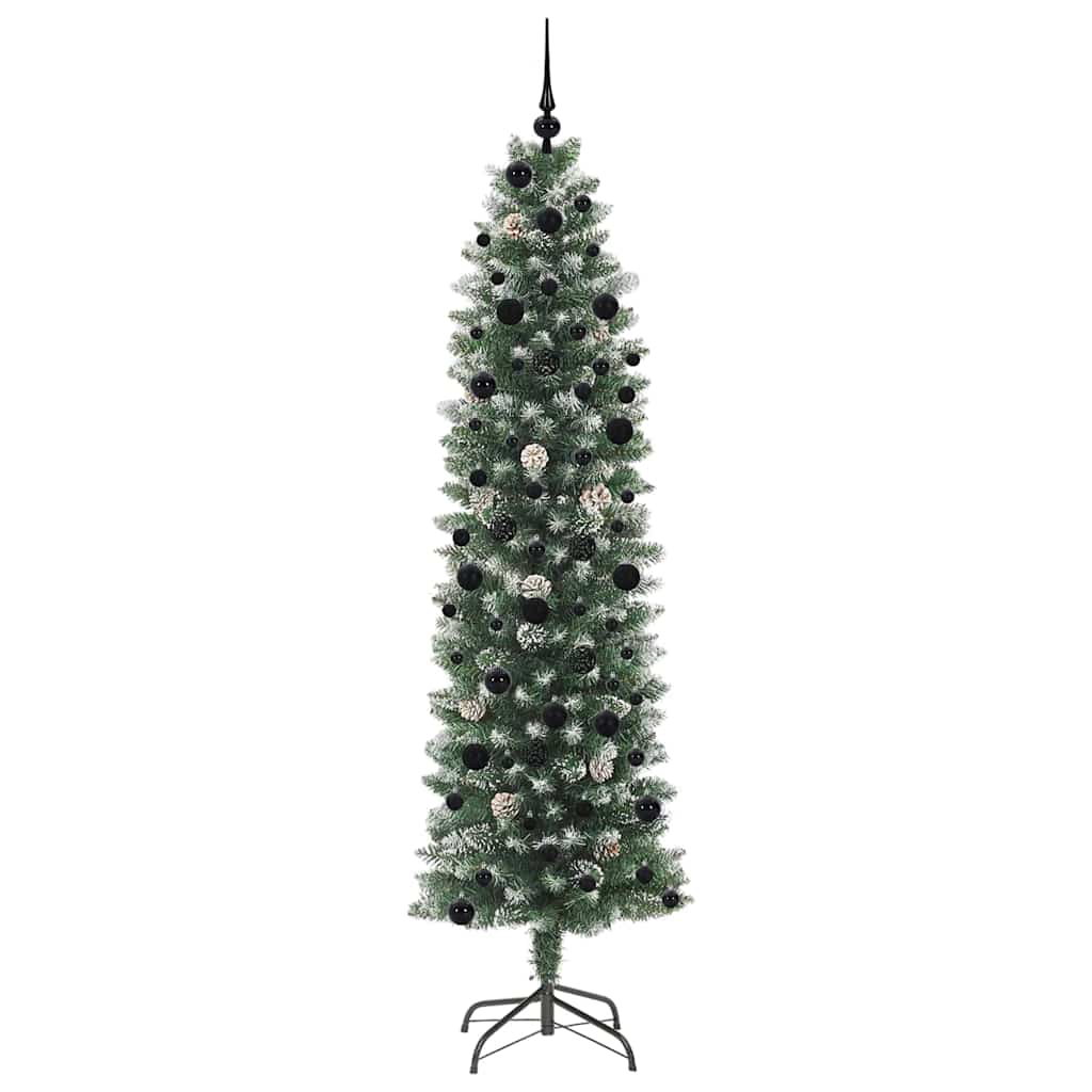 Künstlicher schlanker Weihnachtsbaum Grün und Weiß 240 cm