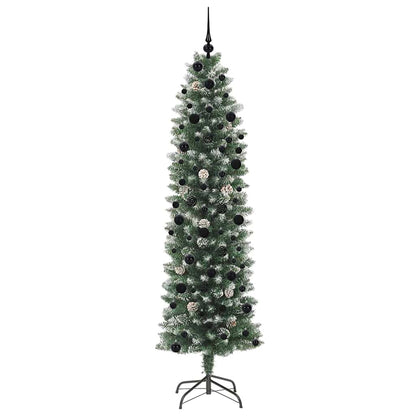 Künstlicher schlanker Weihnachtsbaum Grün und Weiß 240 cm
