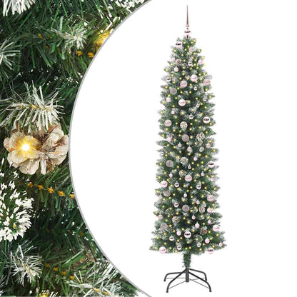 Künstlicher schlanker Weihnachtsbaum Grün und Weiß 240 cm