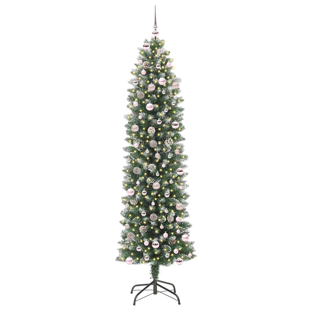 Künstlicher schlanker Weihnachtsbaum Grün und Weiß 240 cm