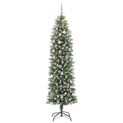 Künstlicher schlanker Weihnachtsbaum Grün und Weiß 240 cm