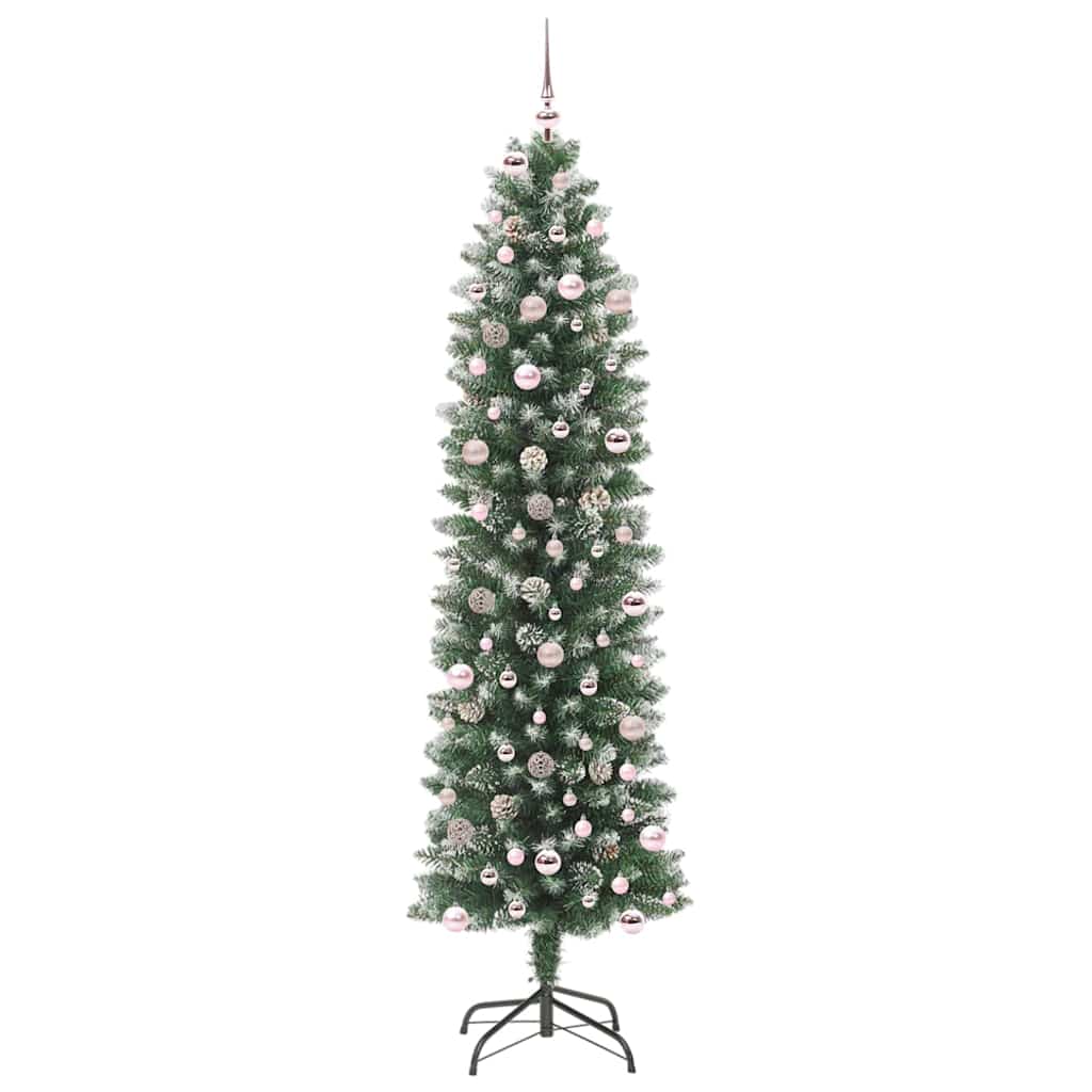 Künstlicher schlanker Weihnachtsbaum Grün und Weiß 240 cm