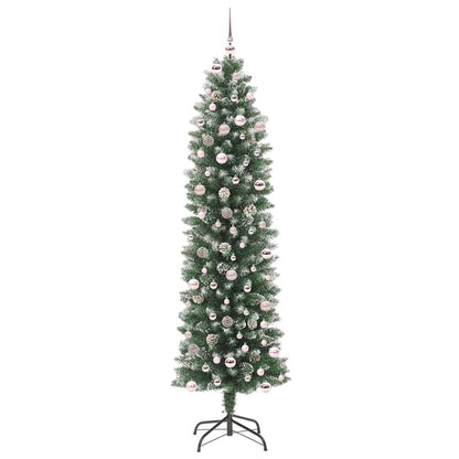 Künstlicher schlanker Weihnachtsbaum Grün und Weiß 240 cm
