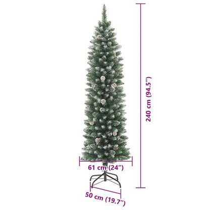 Künstlicher schlanker Weihnachtsbaum Grün und Weiß 240 cm