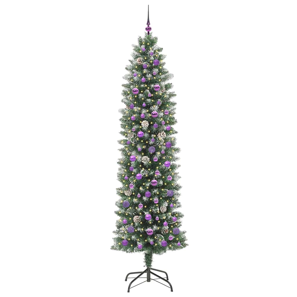 Künstlicher schlanker Weihnachtsbaum Grün und Weiß 240 cm